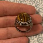 Sterling Silver Woman vintage size 9 large Tiger eye gemstone  ring Photo 1