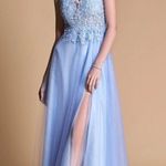 J.ING Blue Simple Maxi Wedding Dress Gown Bridal Size XS Photo 3