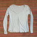 Free People INTIMATELY  GREY RIBBED LONG SLEEVE V NECK Photo 3