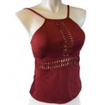 Kenneth Cole New York Women’s Tankini Swim Top XL Burgundy Cutout Halter Photo 0