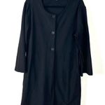 Eileen Fisher  Black Swing Longline Blazer Jacket Size Large USA Stretch Vintage Photo 4