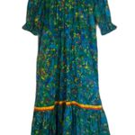 Handmade Prairie Maxi MuMu Dress Aline Shift All Over Print Neon Floral Sz Large Photo 0