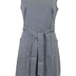 Tommy Hilfiger Womens Sheath Dress Polka Dot Sleeveless Tie Belted Navy Blue Photo 0