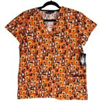 Cassandra O Halloween Orange Black Scrub Top Size M New Size M Photo 0