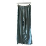 ZARA  Green Viscose Wide Leg Y2K  Drawstring Waist High Rise Pants SZ XS #2130 Photo 6