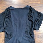 2Love Tony Cohen • black sheath dress pleated silk sleeves draped designer lbd Size 4 Photo 6