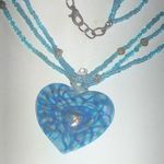 Blue Seed Bead Beaded Boho Glass Shimmer Swirl Pendant Necklace Photo 0