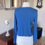 J.Jill Silk Cotton Cashmere Blue Sweater Cropped Cardigan Womens Small Photo 3