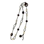 Boho Lariat Y Necklace Dark Bead Oval Links Long Statement Jewelry 19" Accessory Photo 3