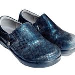 Alegria Slip On Clog Black Blue Shimmer Reptile Print Leather Size 36 Nursing Photo 0