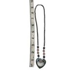 Hematite and Pale Pink Cat's Eye Stone Bead Heart Necklace Photo 1