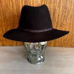 True Religion  Womens Wool Black Wide Brim Fedora Homburg Hat‎ Classic Chic 22” Photo 2