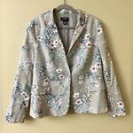 Liz Claiborne Light Gray Floral Blazer Jacket, Size XL Photo 0