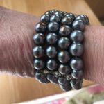 Faux Gray Pearl Stretch Bracelet 4 Stand Vintage Photo 3