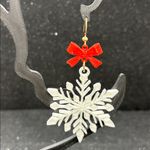 Red Bow and White Snowflake Earrings Photo 2