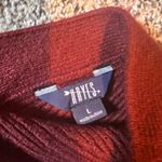 Burgundy V Neck Long Sleeve Lace Up Front Ribbed Knit‎ Sweater Top Women's Large Red Photo 1