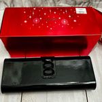 Lancome Black Clutch Patent Finish Magnetic Bejeweled Closure Holiday Party Photo 0