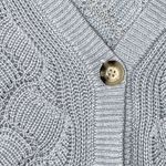 Sincerely Jules | Blue Wavy Knit Cropped Cardigan | Large Photo 3