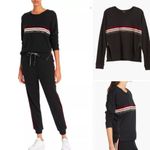 Rails  Marlo velvet striped sweatshirt S Black Cozy Loungewear Photo 6