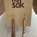 The Sak NWT Gold Lightly Hammered Bar Dangle Earrings Photo 0