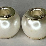 Boutique Creamy white faux pearl lot of 2 sterling silver core charm beads bracelet Photo 0
