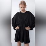 ZARA  Whimsigoth dark fairy dolman sleeve voluminous cinched waist chic dress M Photo 9