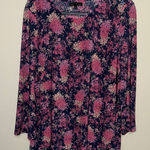 🎄Napa Valley Pink and Navy Floral Long Sleeve Top Size L Photo 0