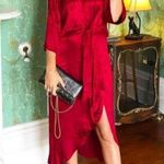 ZARA Red Jacquard Dress Midi Photo 0