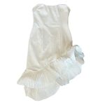 BHLDN  Anthropologie Women’s Flamenco Hem Asymmetrical White Fitted Midi Dress M Photo 11