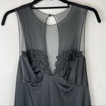 Vanity Fair Vintage Black Satin Maxi Dress Floal Bust Mesh Sz 38 Small Y2K Photo 2