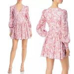 Bardot NWT  Zelina Long Sleeve Mini Dress Corset Bodice Pink Floral Size 4 NEW Photo 15