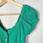 Free People We the Free Brighter Days Green Button Front Short Sleeve Crop Top Photo 4