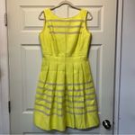 Lafayette 148 NY Citrus Yellow Fit Flare Sleeveless Sheer Stripe Insets Size 6 Photo 2