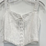 Forever 21 White Lace-Up Eyelet Bustier Crop Top - Size L Photo 0