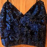 ZARA  Juliette Strappy Blue Sequin on Black Velvet Tank Top Camisole‎ Size Small Photo 10