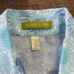 Sigrid Olsen  100% Linen Button Up Shirt – Blue Seahorse Coastal Print – Small Photo 2