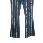 SheIn  Blue Fringe Striped Classic Casual Wide Leg Flare Denim Jeans Women Sz 4 Photo 3