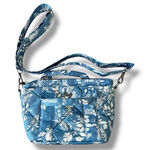 LUG Dory Mini Crossbody Bag Shoulder Blue White Floral Quilted Purse Nylon RIFD Photo 0