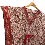 ROYAL PAISLEY Women's Kantha Style Kaftan Dress Red Cream Paisley Print One Size Size undefined Photo 2
