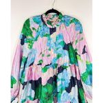 Stine Goya Womens Dress Blue Jasmine Floral Mini Satin Tiered A Line Boho Small Photo 6