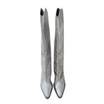 Steve Madden Silver Pointed Toe Size 8 Block Heel Knee High Boots NEW Photo 4