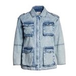 Avec Les Filles Acid Wash Denim Utility Jacket Size Medium Safari Style Photo 2