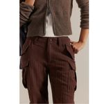 Free People Herringbone Textured Dark Academia Brown Cargo Pants Size 12 NWT Photo 15