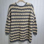 Peruvian Connection  Vintage Crochet knit Blue and Cream Striped Sweater Size M/L Photo 3