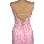 Jovani Beyond  Pink Embroidered Evening Gown 4 Lace-Up Corset Back Mermaid Prom Photo 6