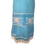 Turquoise & White Embroidered Pintuck Vintage 70s Mexican Floral Sundress Tunic Blue Size undefined Photo 2