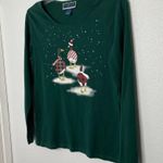Karen Scott  Dark Green Long Sleeve Holiday Shirt size L Photo 1