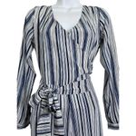 Calypso St. Barth 𝅺 Silk Jumper Blue White Striped Tie Belt Size XS‎ Photo 2