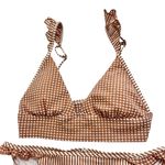 Aerie  Brown and White Gingham and Striped Bikini Set Size Small Photo 2