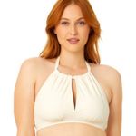 Time & Tru  Women's Pique Solid High Waist Bikini Swim TOP Size Small 4/6 cream Photo 0